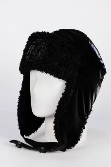 Ушанка Mike Ambaroff Болонь Кёрли цвет Чёрный винил размер 56-58