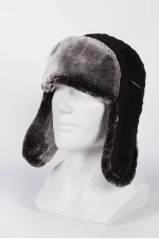 Ушанка Starkoff Пилот хамелеон цвет Чёрный размер 59