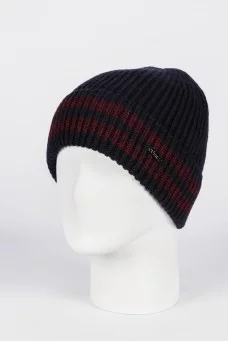 Шапка с отворотом Ferz Степ цвет Бордовый/Синий тёмный