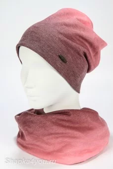 Комплект (шапка и снуд) AиB  цвет Розовый теплый