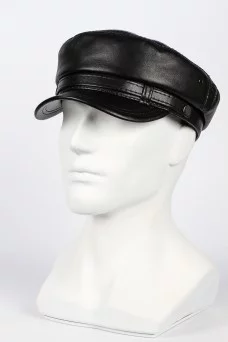 Картуз Hort Мичман Наппа черн 60 натур кожа подкл виск