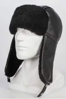 Шапка ушанка Darga Hats Дубленка цвет Чёрный Обливная размер 58-59