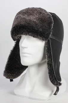 Шапка ушанка Darga Hats Дубленка цвет Чёрный Крек размер 58-59