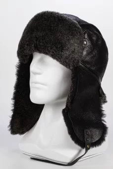 Шапка ушанка Darga Hats ПИЛОТ цвет Серый темный/Чёрный размер 58-59