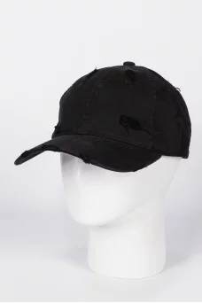 Бейсболка Shapka4you Рванка 100%х/б однотон. джинс тонк цвет Чёрный размер UNI