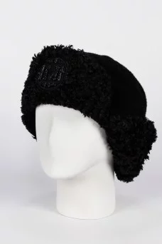Шапка ушанка Mike Ambaroff Бархат шеврон цвет Чёрный размер 56-58