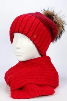 Комплект (шапка и шарф) Junberg Медисон цвет Красный темный