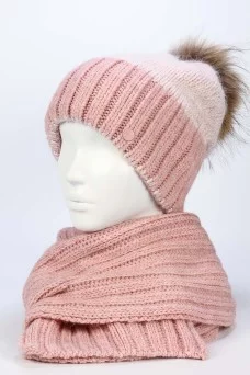 Комплект (шапка и шарф) Junberg Медисон цвет Розовый бледный