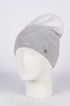 Шапка с отворотом Ferz Даниэла цвет Серый светлый/Белый