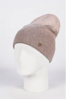Шапка с отворотом Ferz Даниэла цвет Бежевый тёмный/Пудровый