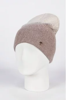 Шапка с отворотом Ferz Даниэла цвет Бежевый светлый/Бежевый тёмный