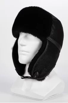 Шапка ушанка Darga Hats Дубленка цвет Чёрный размер 57-58