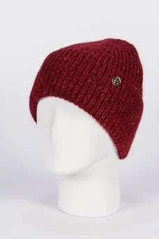 Шапка с отворотом Ferz Римма цвет Бордовый темный