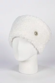 Кубанка Кёрли Шеврон круг Мини Фл белый 30% шер 70% п/э