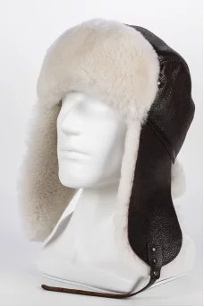 Шапка ушанка Darga Hats ПИЛОТ цвет Коричневый темный/Белый размер 57-58