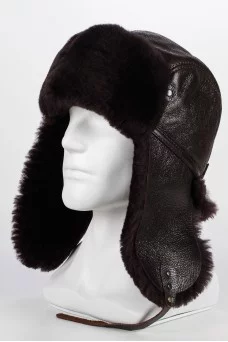 Шапка ушанка Darga Hats ПИЛОТ цвет Коричневый темный размер 57-58