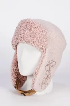 Ушанка Mike Ambaroff Ангора Стразы цвет Пудровая роза размер UNI