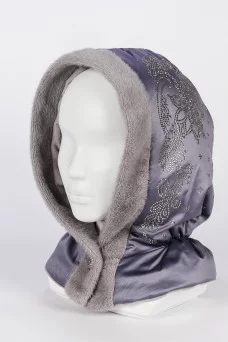 Капор Mike Ambaroff Плащевка Стразы цвет Серо-голубой