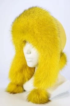 Ушанка Darga Hats Зимушка цвет Желтый лимонный размер 57-58